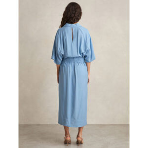 REISS CECILIA Shirred Waist Midi Shirt Dress
